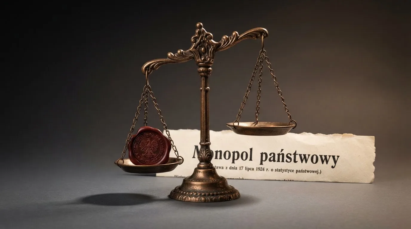 Waga i pieczęć obok napisu o państwowym monopolu na kasyno online