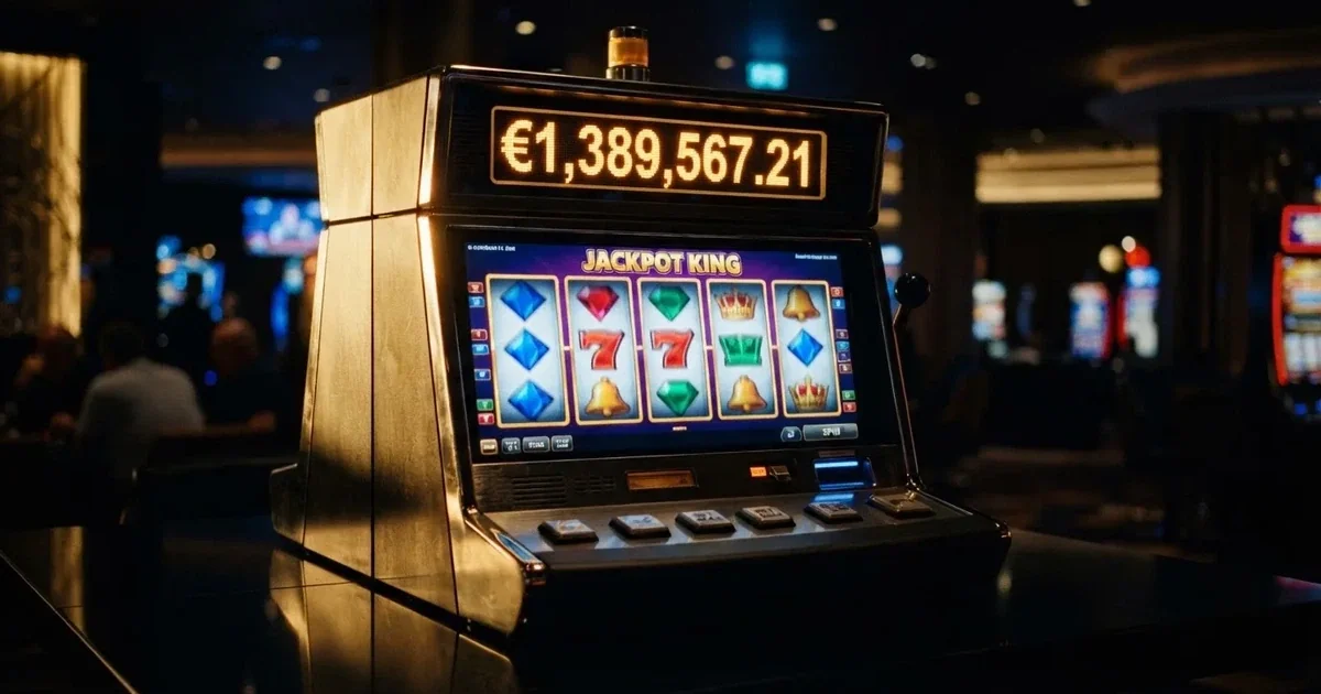 Ekran automatu online z rosnącym licznikiem puli jackpota nad bębnami
